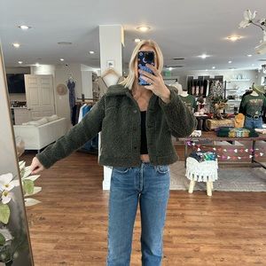 Lululemon Textured Fleece Button Jacket - Dark Olive - size 10